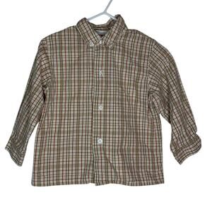 Lttle Bitty Button Down‎ Shirt Baby Boys 24 Months Brown Plaid Long Sleeve
